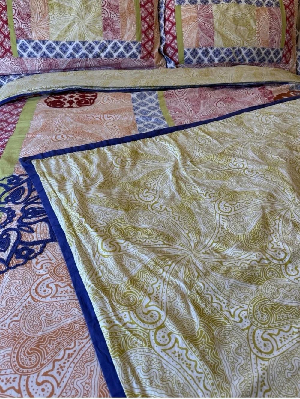 Style & Co Boho TWIN Duvet Cover Cotton Floral Patchwork Embroidery NEW